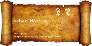 Neher Mónika névjegykártya